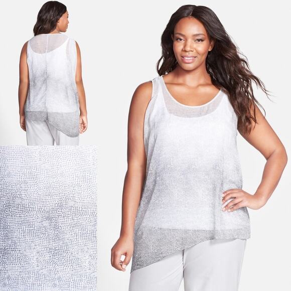 Eileen Fisher Patterned Ombré Asymmetric Hem Tank - Picture 1 of 7